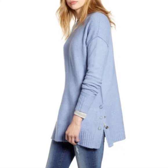 Caslon Sweaters - Caslon Side Snap Knit Tunic Sweater Dark Blue